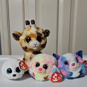 Ty Beanie Boos Plushies Multicolor, 4 In Bundle